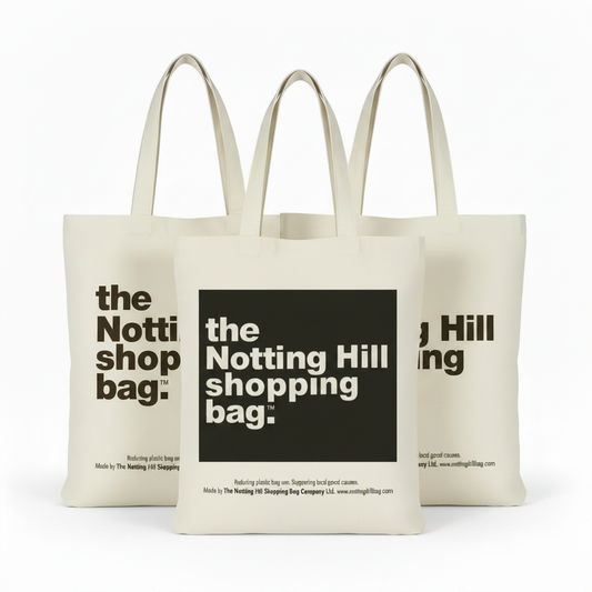 A bundle of 3 Notting Hill Shopping bags, one Black colour block with two original bags
