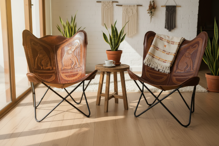Butterfly chairs lifestyle scene - one clear