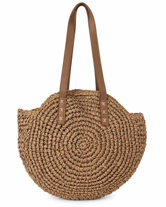Round Woven Bag – Tan