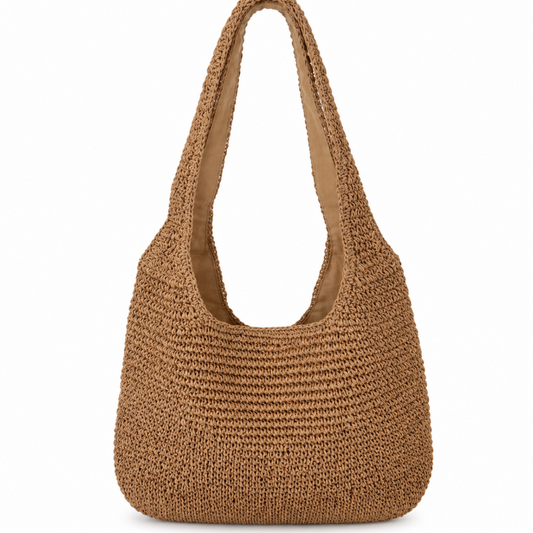 Our global finds Hobo style woven bag in Tan, available in Australia with free delivery