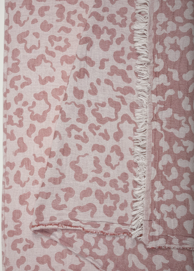 Red "Leopard" Peshtemal Towel with frayed edge.