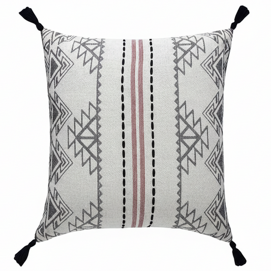 DecorativeTurkish Cushion cover with geometric pattern and tassels 