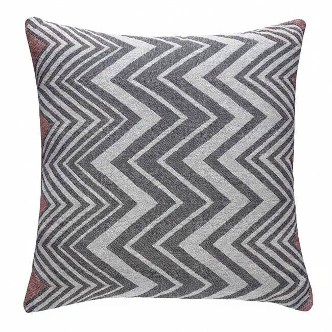 Modern Turkish Cushion cover with Gray and Zig Zag  patterned pillow 
