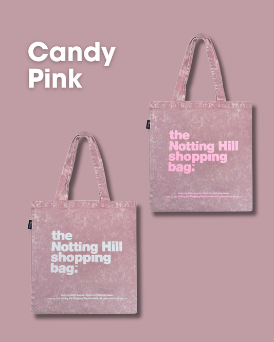 2 Candy Pink Notting Hill Shopping bags, with white wrtiting, and with Pink writing