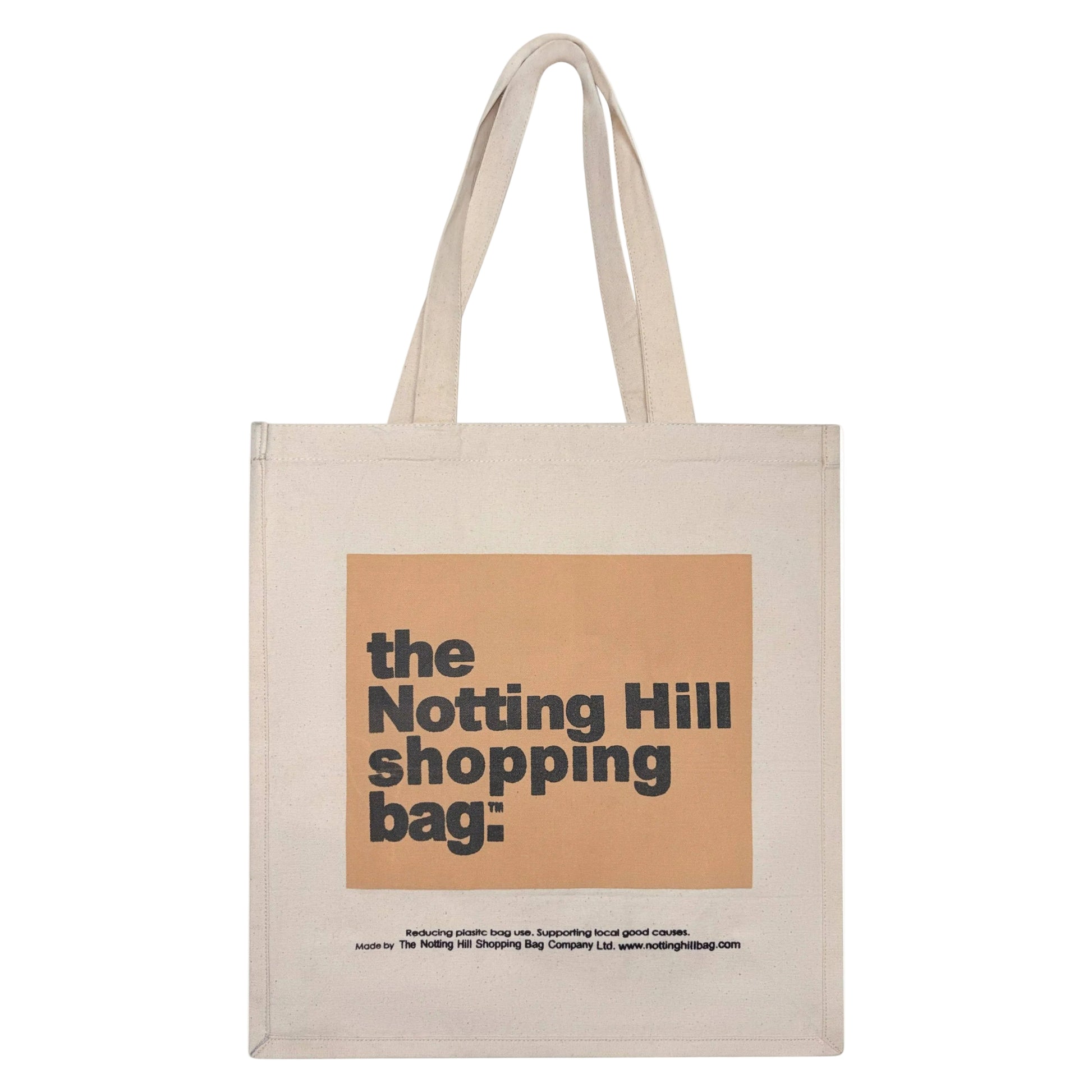 Notting Hill Shopping bag tote bag, Colour Block series, Beige colour block on canvas tote bag l featuring 'the Notting Hill shopping bag' . London tote bag style
