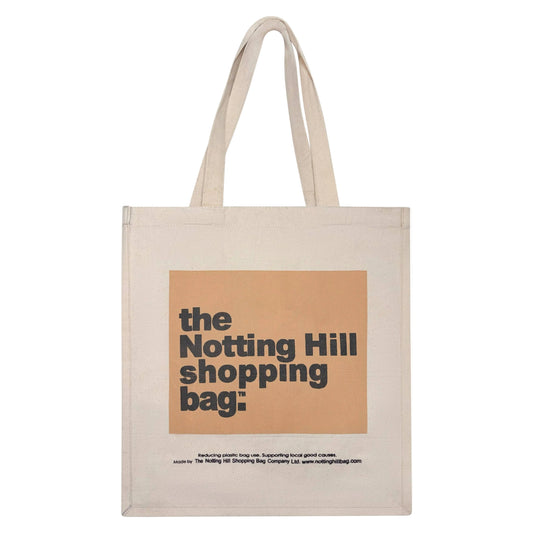 Notting Hill Shopping bag tote bag, Colour Block series, Beige colour block on canvas tote bag l featuring 'the Notting Hill shopping bag' . London tote bag style