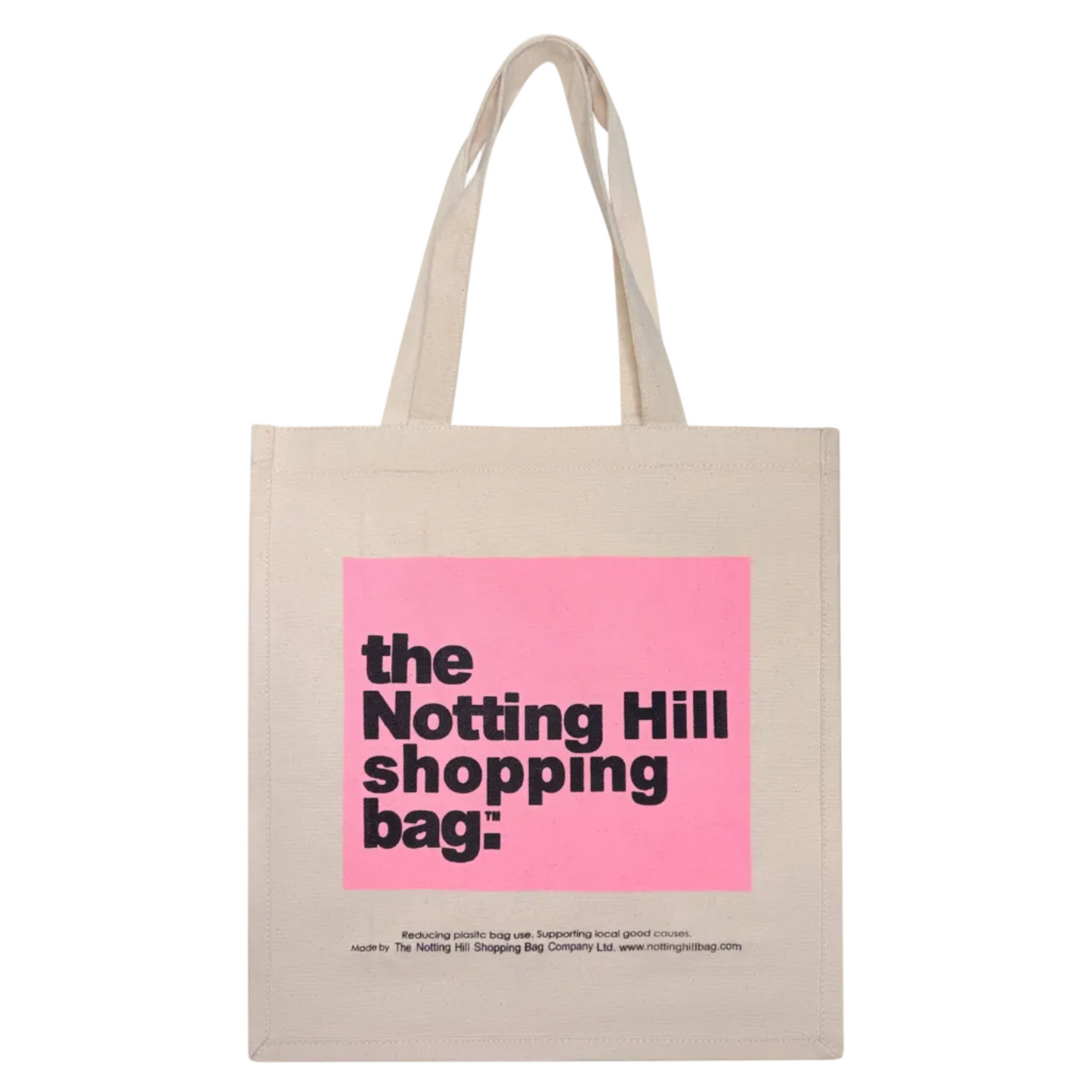 Notting Hill Shoppiong bag tote bag, Colour Block series, Pink clour block on canvas tote bag l featuring 'the Notting Hill shopping bag' . London tote bag style