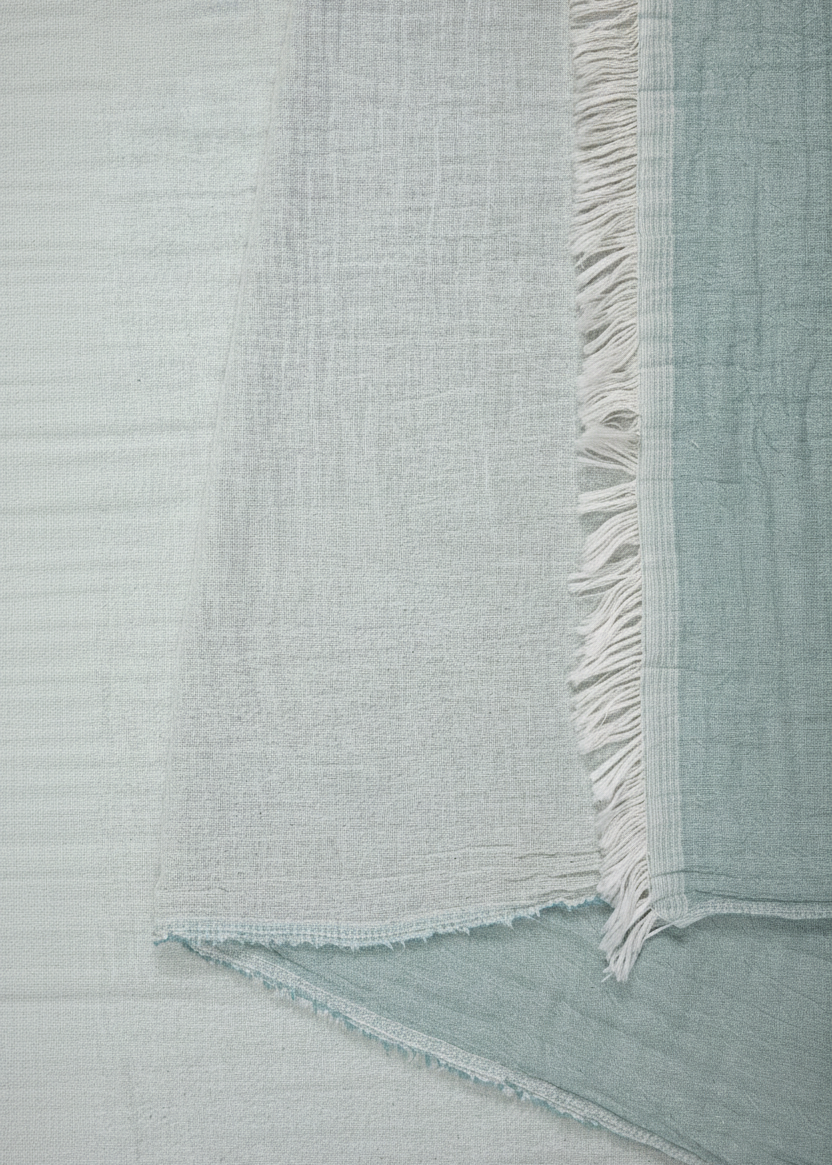 Mint Green textured "Nova" Peshtemal Towel with frayed edge.