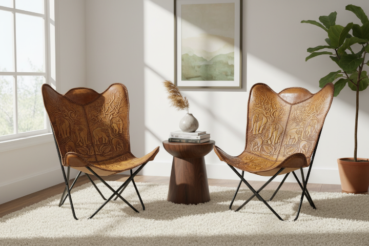Complete embossed chairs in modern home setting