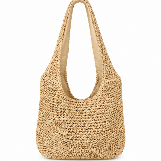 Our global finds hobo style woven bag, in natural beige colour, now available in Australia and free delivery