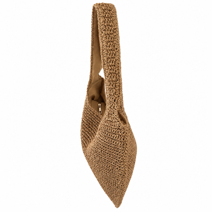Our global finds Hobo woven bag ,in tan, side profile. available in Australia and with free delivery