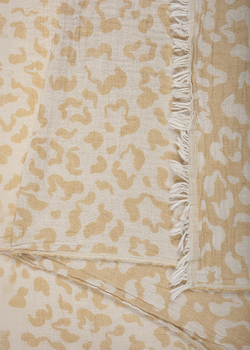 Yellow "Leopard" Peshtemal Towel with frayed edge.